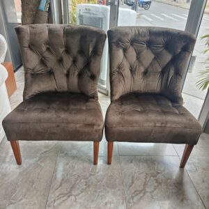 Brown set padded armchairs