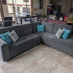 L-shaped gray living room set