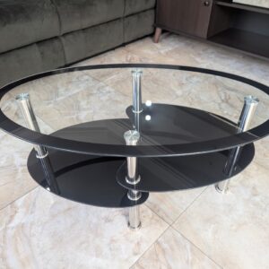 Black tempered glass center table