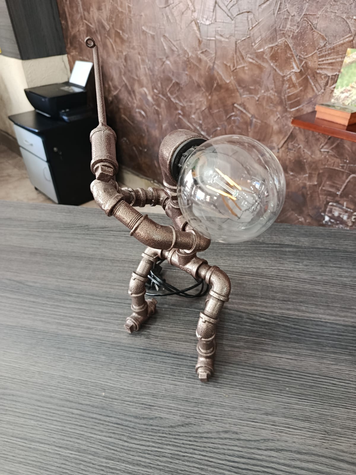 Industrial steampunk robot table lamp